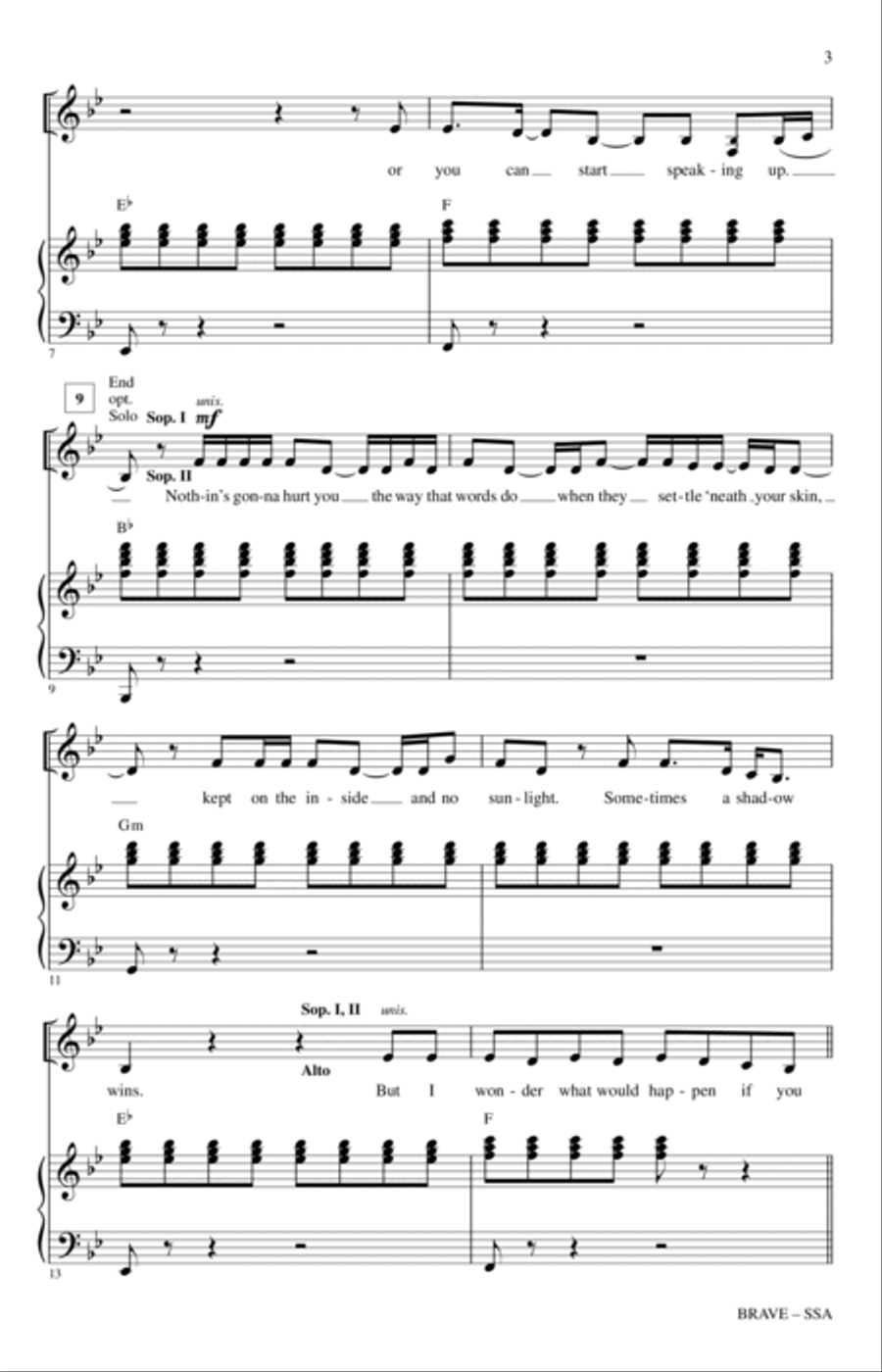 Brave (arr. Audrey Snyder) SSA scores gallery preview page 2