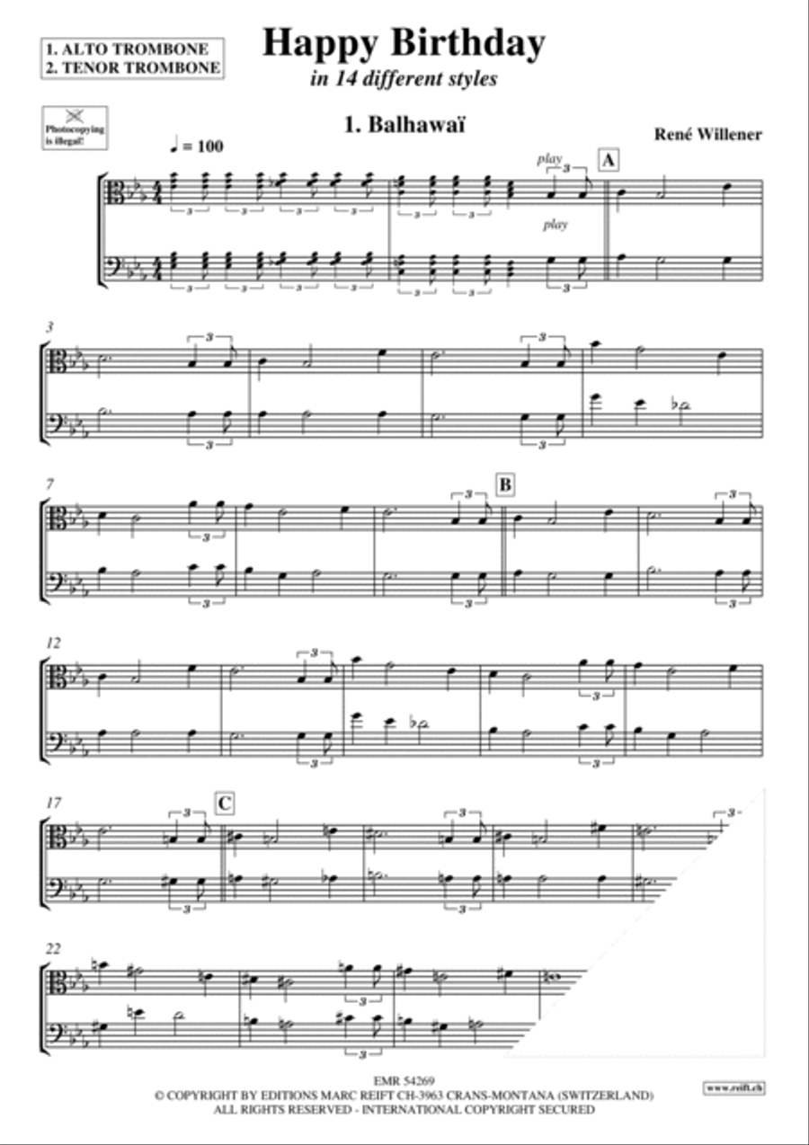 Happy Birthday Trombone scores gallery preview page 3