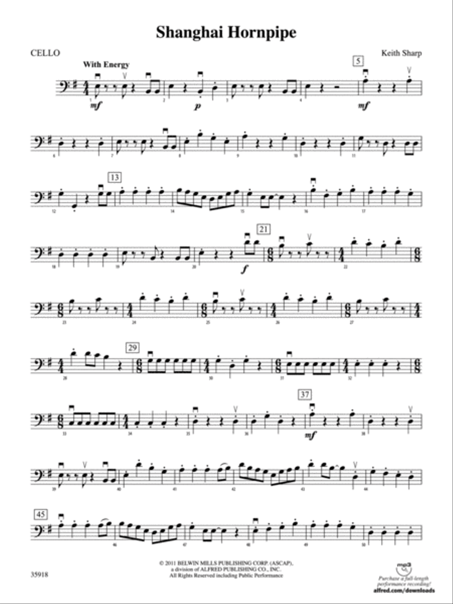 Shanghai Hornpipe: Cello Shanghai Hornpipe: Cello String Orchestra scores gallery preview page 1