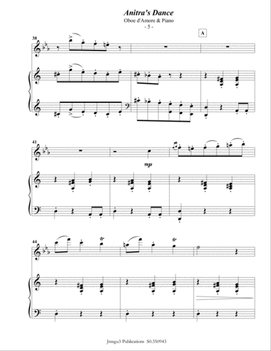 Grieg: Anitra's Dance from Peer Gynt Suite for Oboe d'Amore & Piano Oboe scores gallery preview page 6
