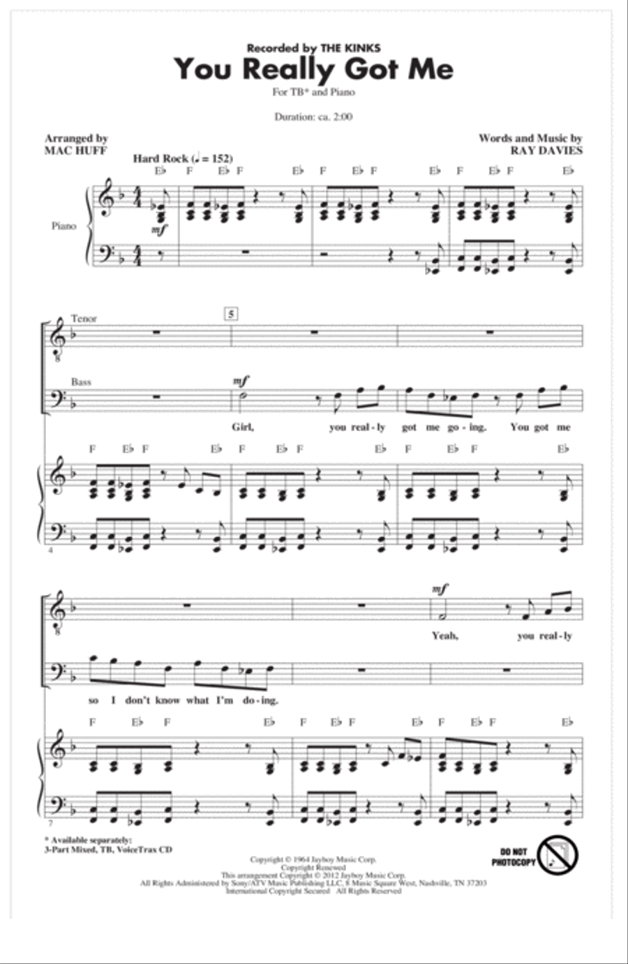 You Really Got Me (arr. Mac Huff) TB scores gallery preview page 1
