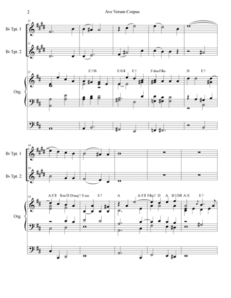 Ave Verum Corpus (Duet for Bb-Trumpet - Organ Accompaniment) image number null