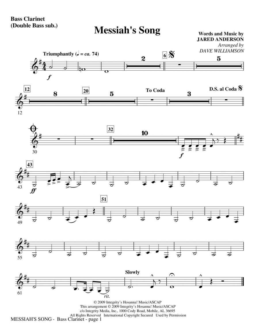 Messiah's Song - Bassoon (Cello sub.) Choir scores gallery preview page 1