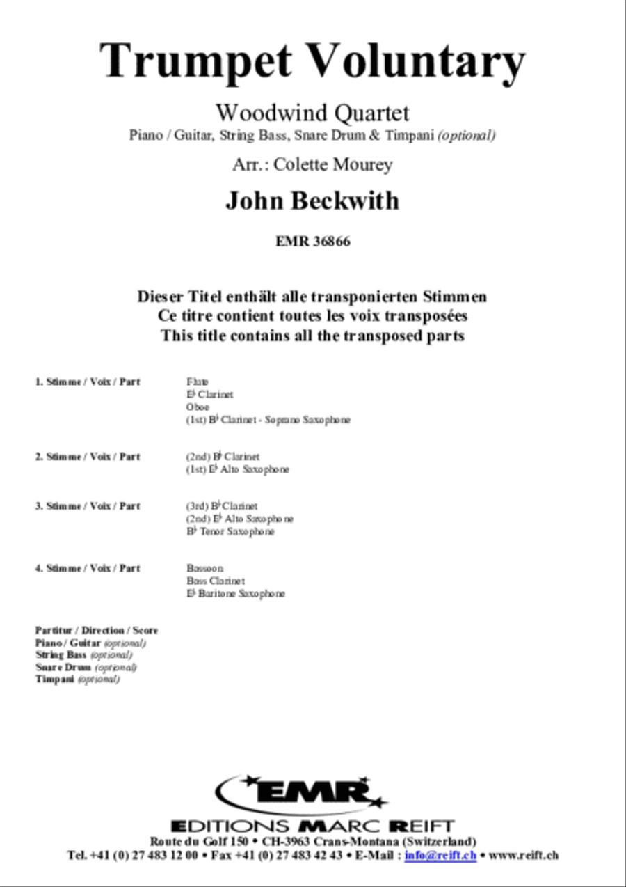 Trumpet Voluntary Woodwind Quartet scores gallery preview page 2