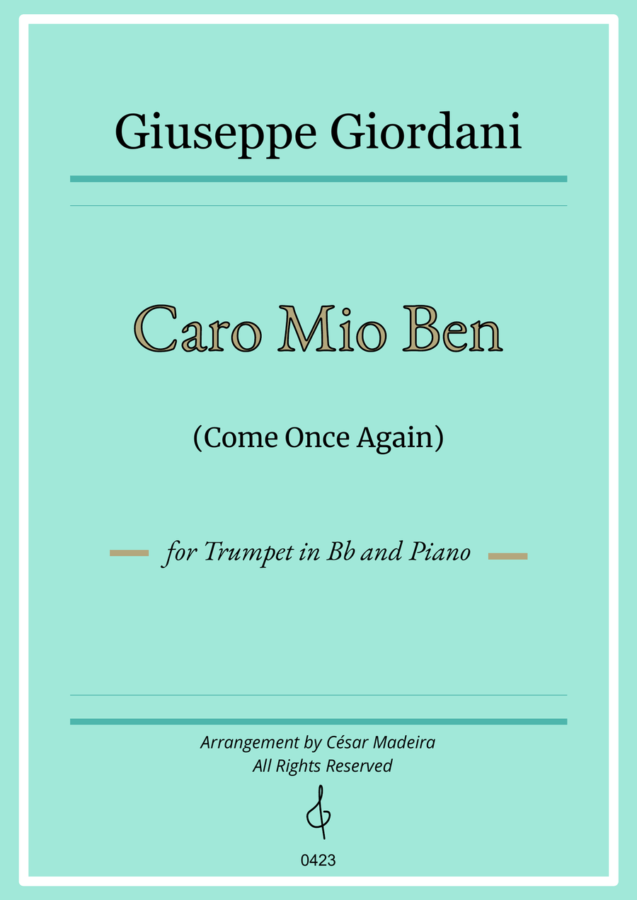 Caro Mio Ben (Come Once Again) - Bb Trumpet and Piano (Individual Parts) B-Flat Trumpet scores gallery preview page 1