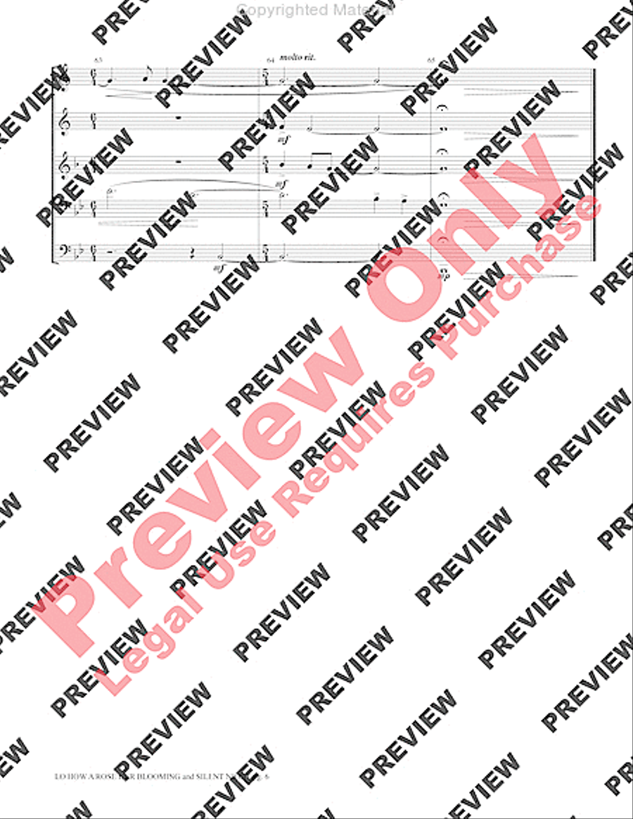 Lo, How a Rose E'er Blooming and Silent Night Brass Quintet scores gallery preview page 8