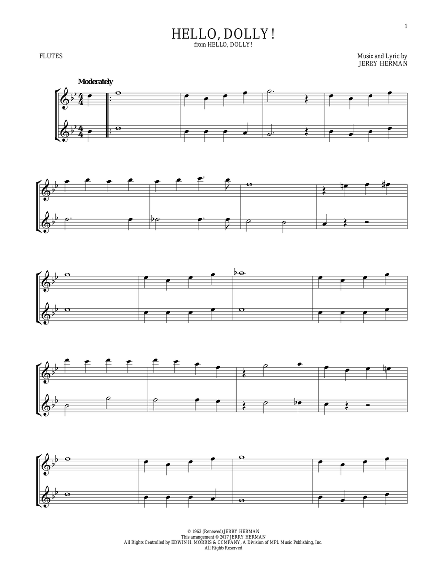 Hello, Dolly! Hello, Dolly! Flute Duet scores gallery preview page 1