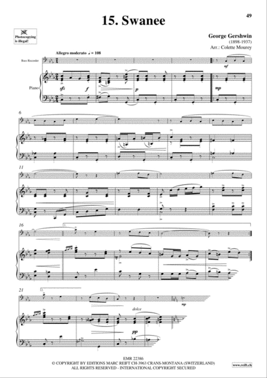 Gershwin 20 Greatest Hits Bass Recorder scores gallery preview page 17