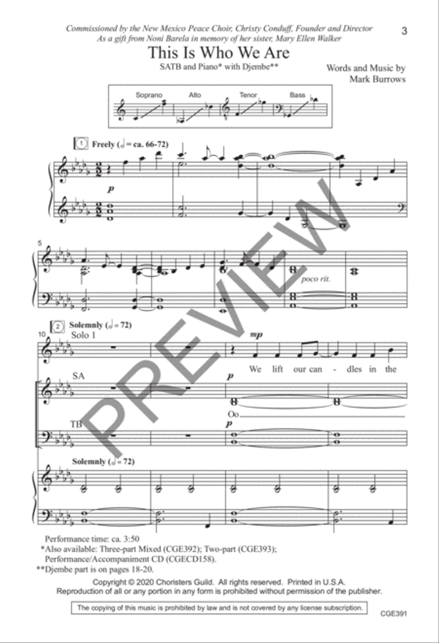 This Is Who We Are (SATB) with Djembe 4-Part scores gallery preview page 2