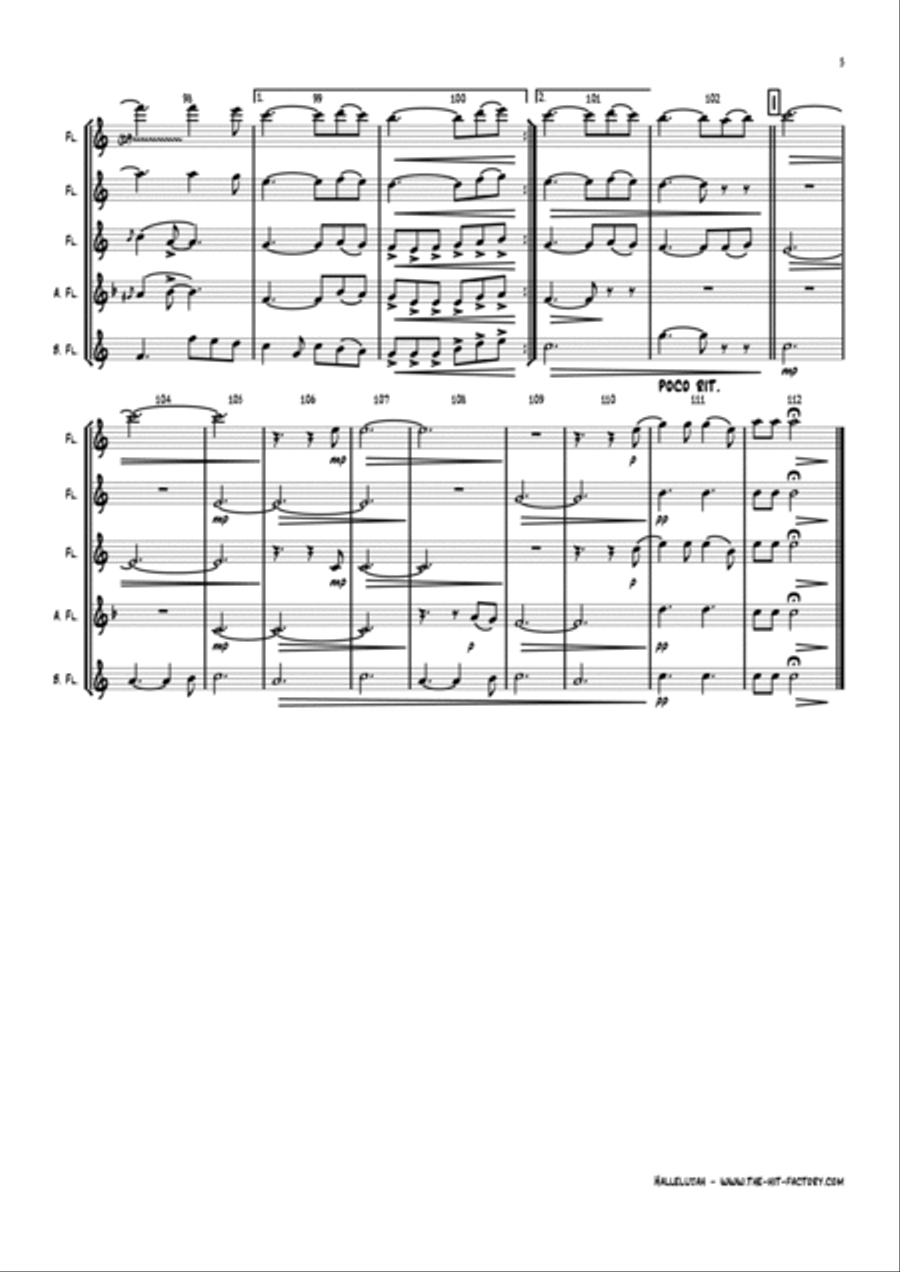 Hallelujah Woodwind Quintet scores gallery preview page 5