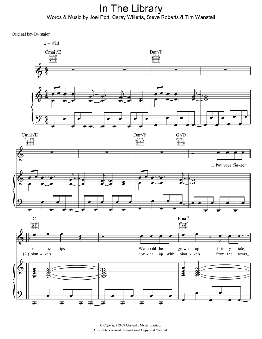 In The Library In The Library Piano, Vocal, Guitar scores gallery preview page 1