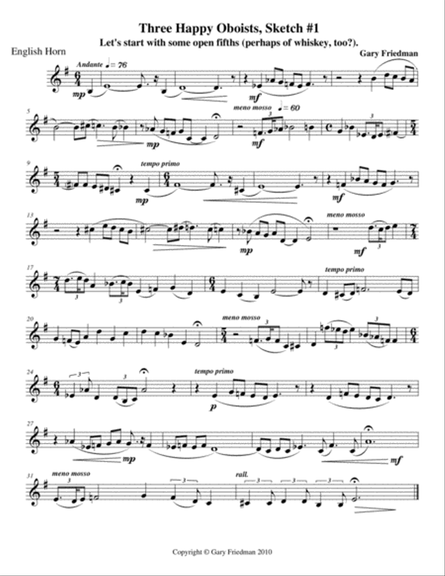 Three Happy Oboists: Eleven Sketches for Oboe, Oboe D'amore, and English Horn or Two Oboes and Engli Small Ensemble scores gallery preview page 6