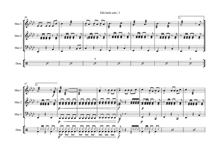 Ella Baila Sola Percussion Ensemble scores gallery preview page 5