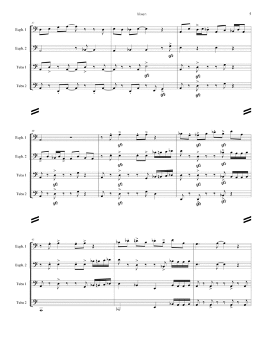 Vixen The Hipster Reindeer (Lower Brass Quartet) Brass Quartet scores gallery preview page 6