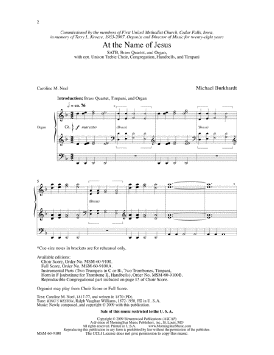 At the Name of Jesus 4-Part scores gallery preview page 2