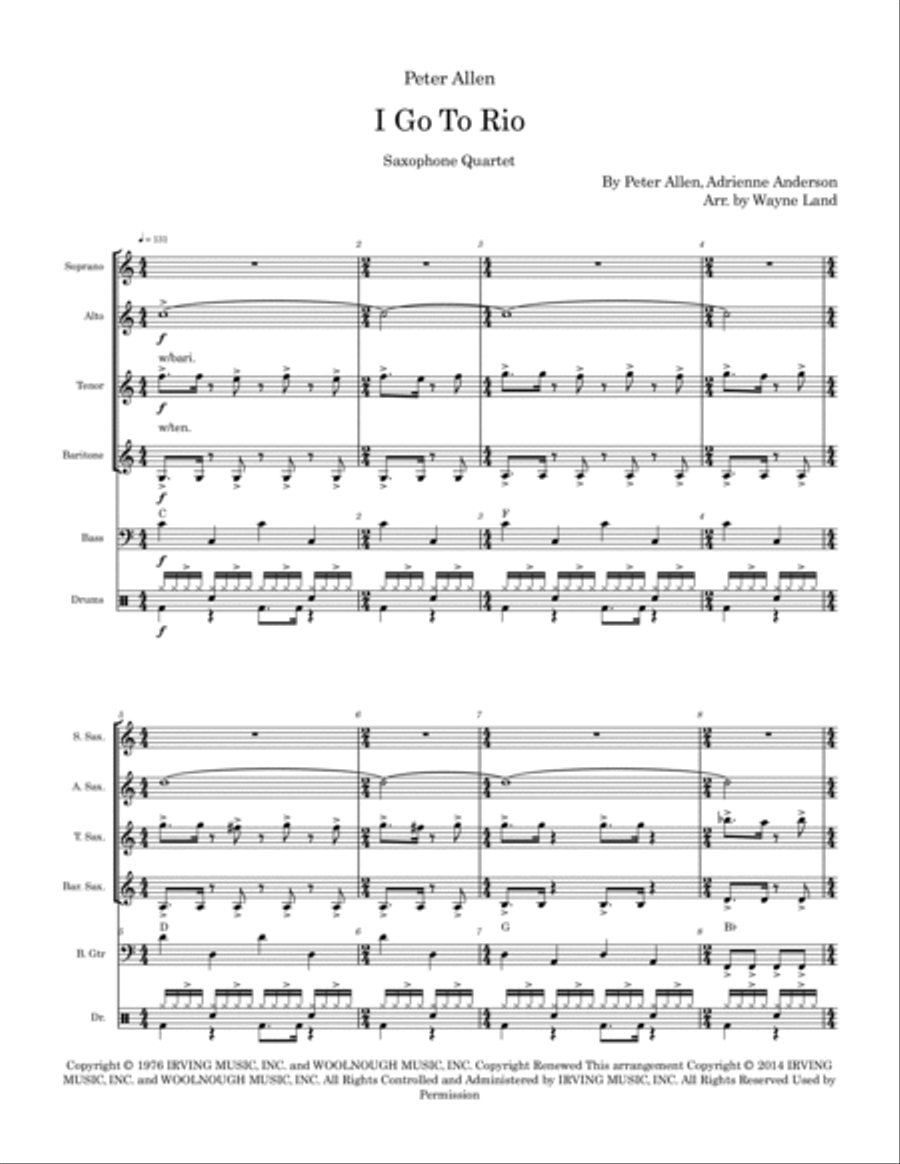 I Go To Rio I Go To Rio Saxophone Quartet scores gallery preview page 2
