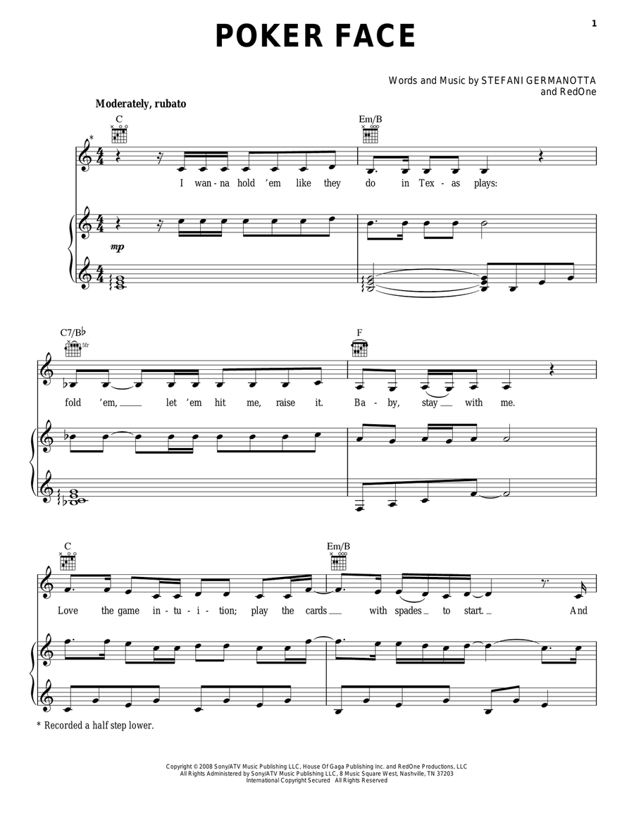 Poker Face Acoustic Guitar scores gallery preview page 1