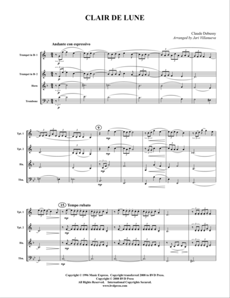 Clair de Lune Brass Quartet scores gallery preview page 1
