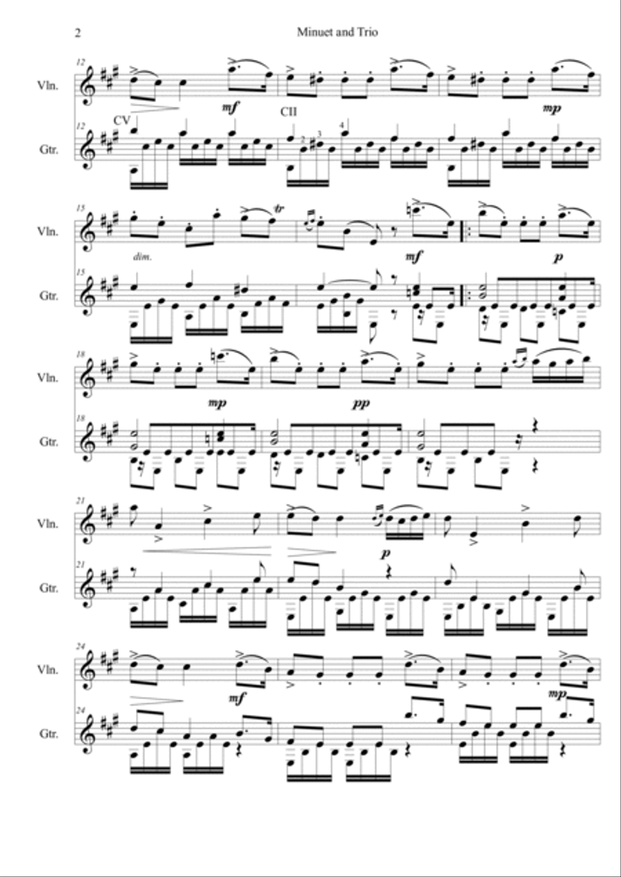 Minuet and Trio Op.11 No.5 String Duet scores gallery preview page 2