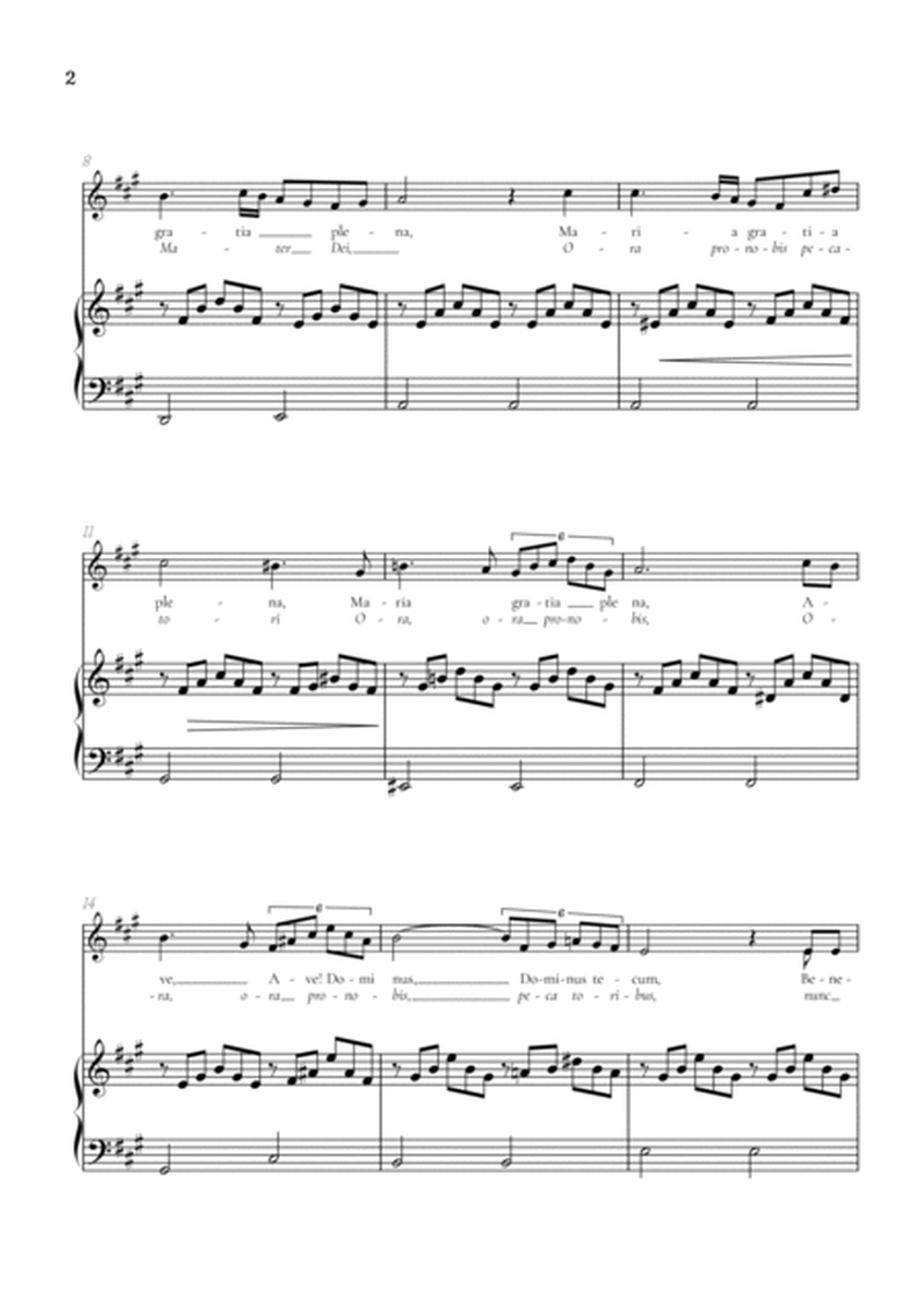 Schubert Ave Maria in A Major • soprano voice sheet music with easy piano accompaniment image number null