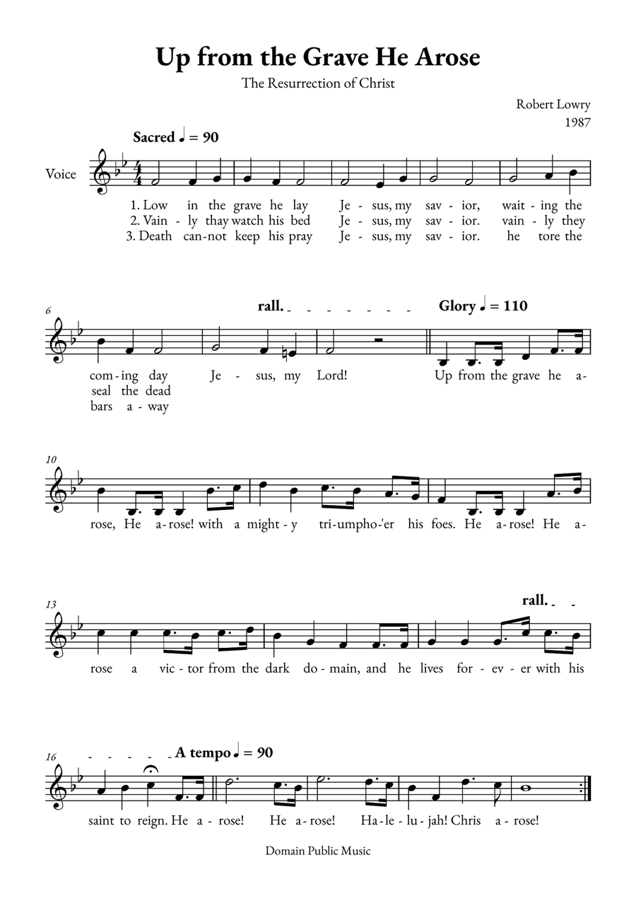 Up from the Grave He Arose Medium Voice scores gallery preview page 1