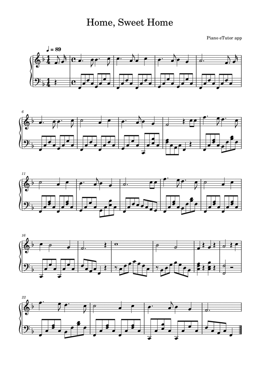 Home, Sweet Home Home, Sweet Home Easy Piano scores gallery preview page 1