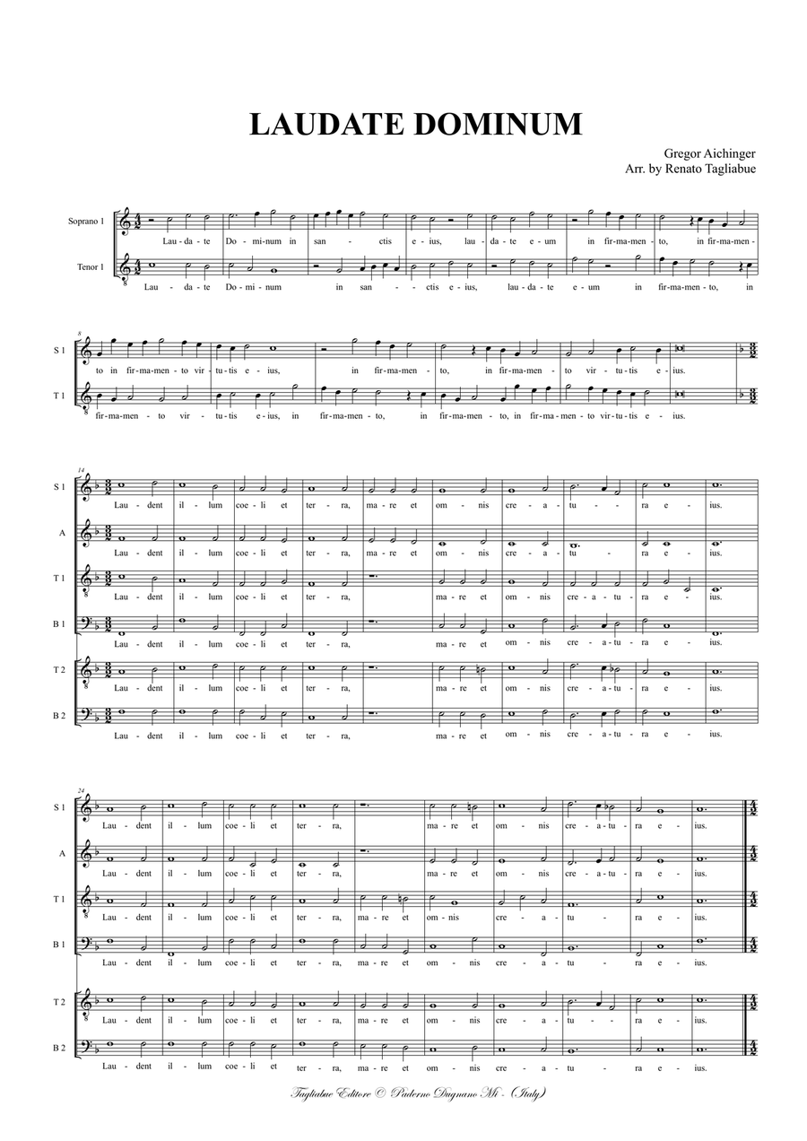 LAUDATE DOMINUM - Aichinger - For 2 SATB Choir 4-Part scores gallery preview page 2
