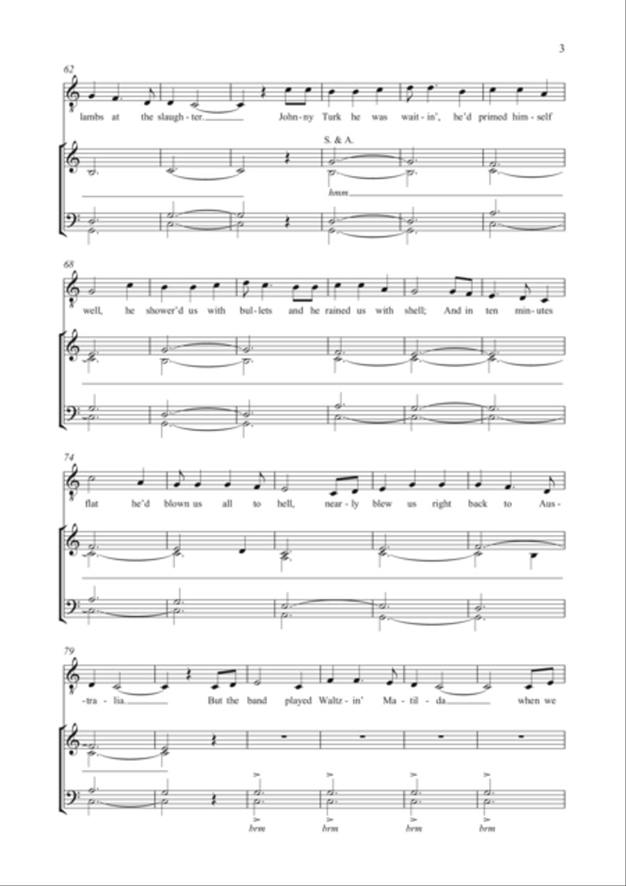 And The Band Played Waltzing Matilda Choir scores gallery preview page 3