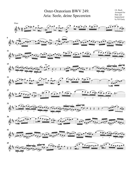 Aria: Seele, deine Specereie from Oster-Oratorium BWV 249 (arrangement for flute and harpsichord)