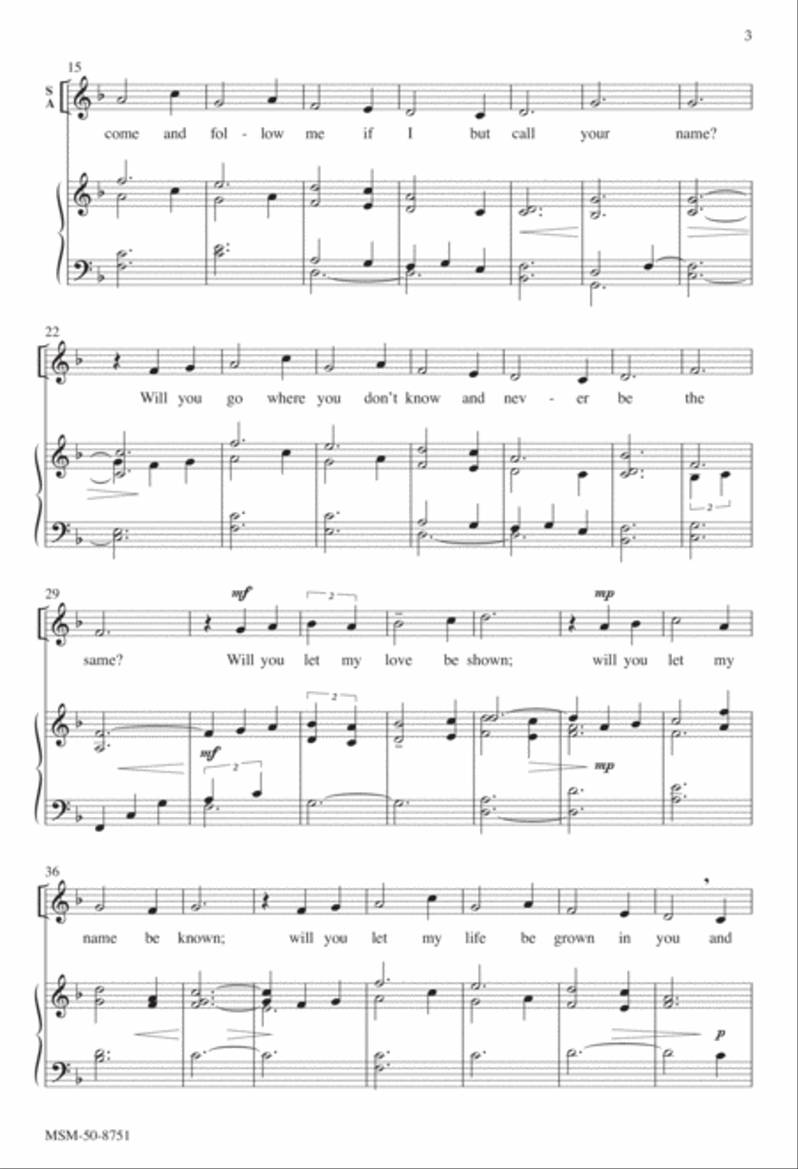 Will You Come and Follow Me 4-Part scores gallery preview page 3