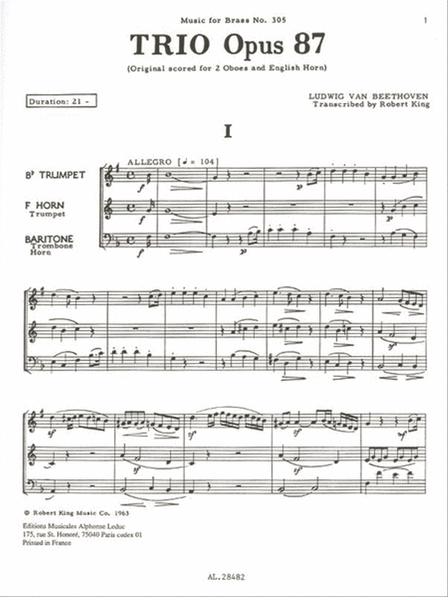 Trio, Op. 87, Transcribed For Brass Instruments By Robert King School and Community scores gallery preview page 2