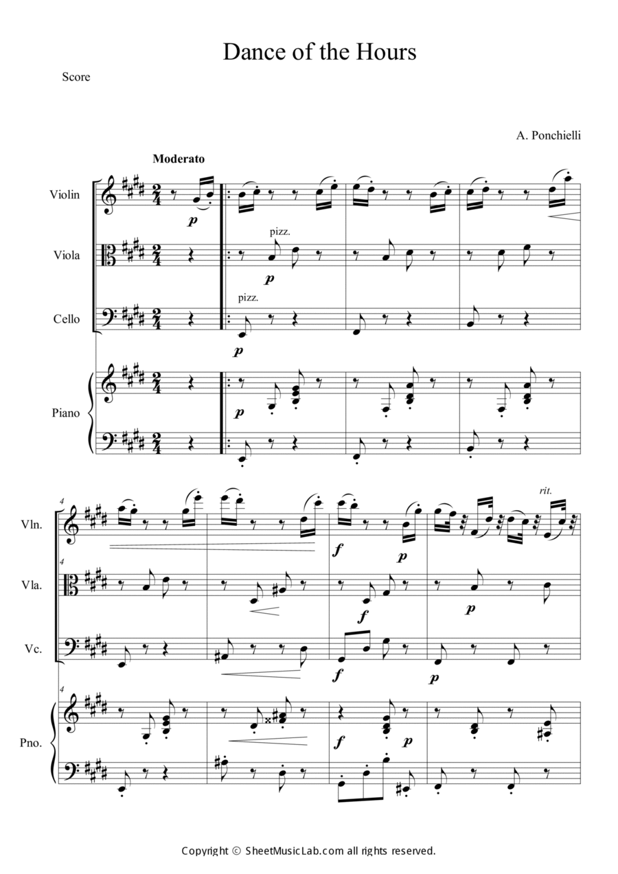 Dance of the Hours Piano Quartet scores gallery preview page 1