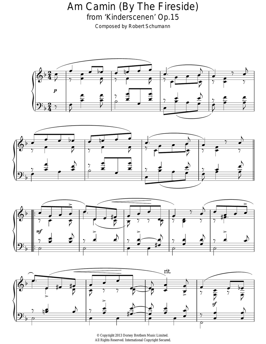 Am Camin (By The Fireside) from 'Kinderscenen' Op.15 No. 8 Piano Solo scores gallery preview page 1