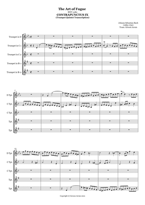 Contrapunctus IX - J. S. Bach - for Trumpet Quintet - Score and Parts
