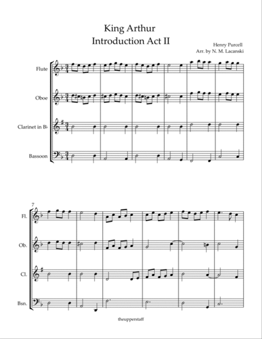 King Arthur Act II Introduction Woodwind Quartet scores gallery preview page 2