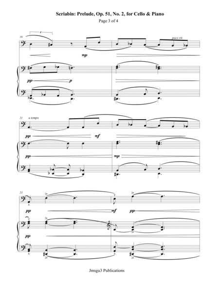 Scriabin: Prelude, Op. 51, No. 2, for Cello & Piano image number null