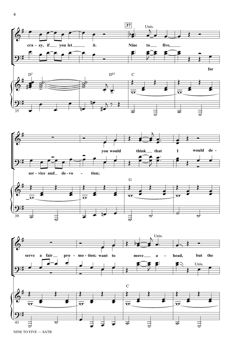 Nine To Five (arr. Ed Lojeski) 4-Part scores gallery preview page 4