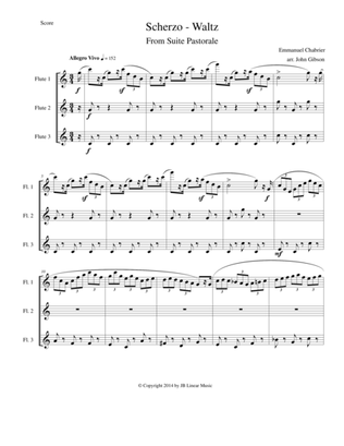 Book cover for Chabrier - flute trio - Scherzo from Suite Pastorale