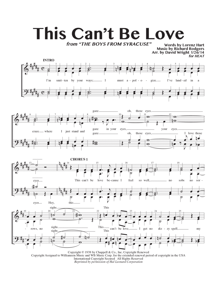 This Can't Be Love SSAA scores gallery preview page 1