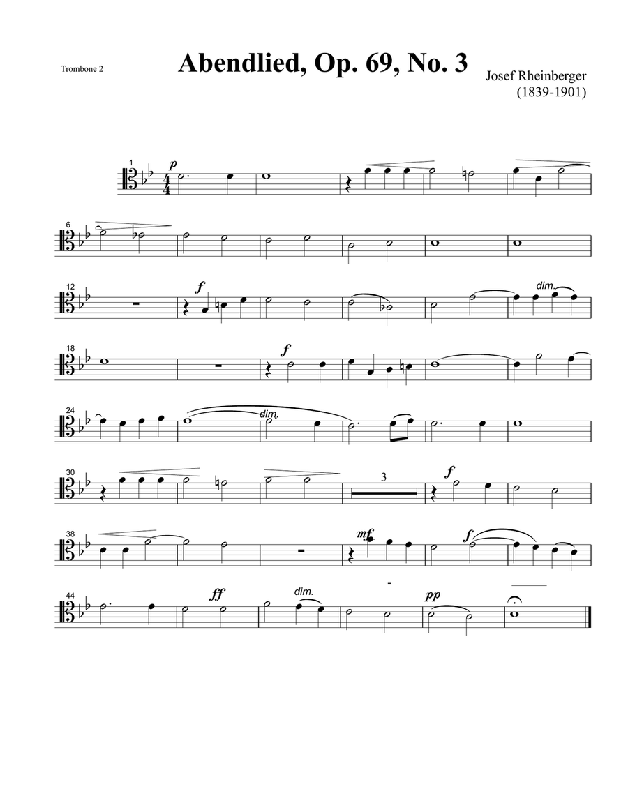 Abendlied by Josef Rheinberger Small Ensemble scores gallery preview page 2