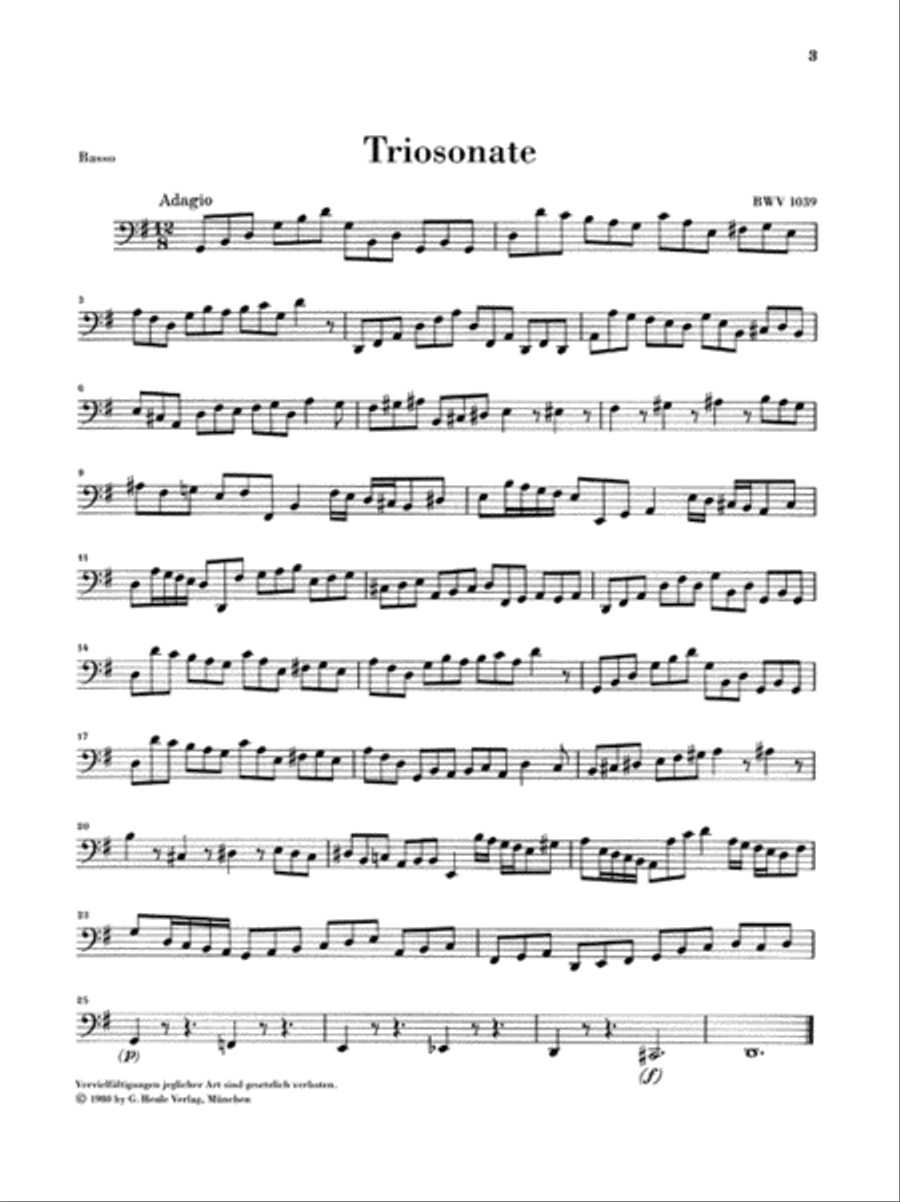 Trio Sonata for two Flutes and Basso Continuo in G major with reconstructed version for two Violins BWV 1039 Flute scores gallery preview page 6