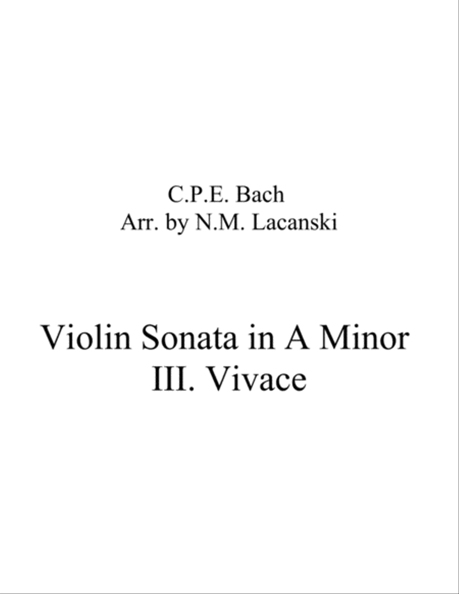 Sonata in A Minor for Violin and String Quartet III. Vivace String Quartet scores gallery preview page 1