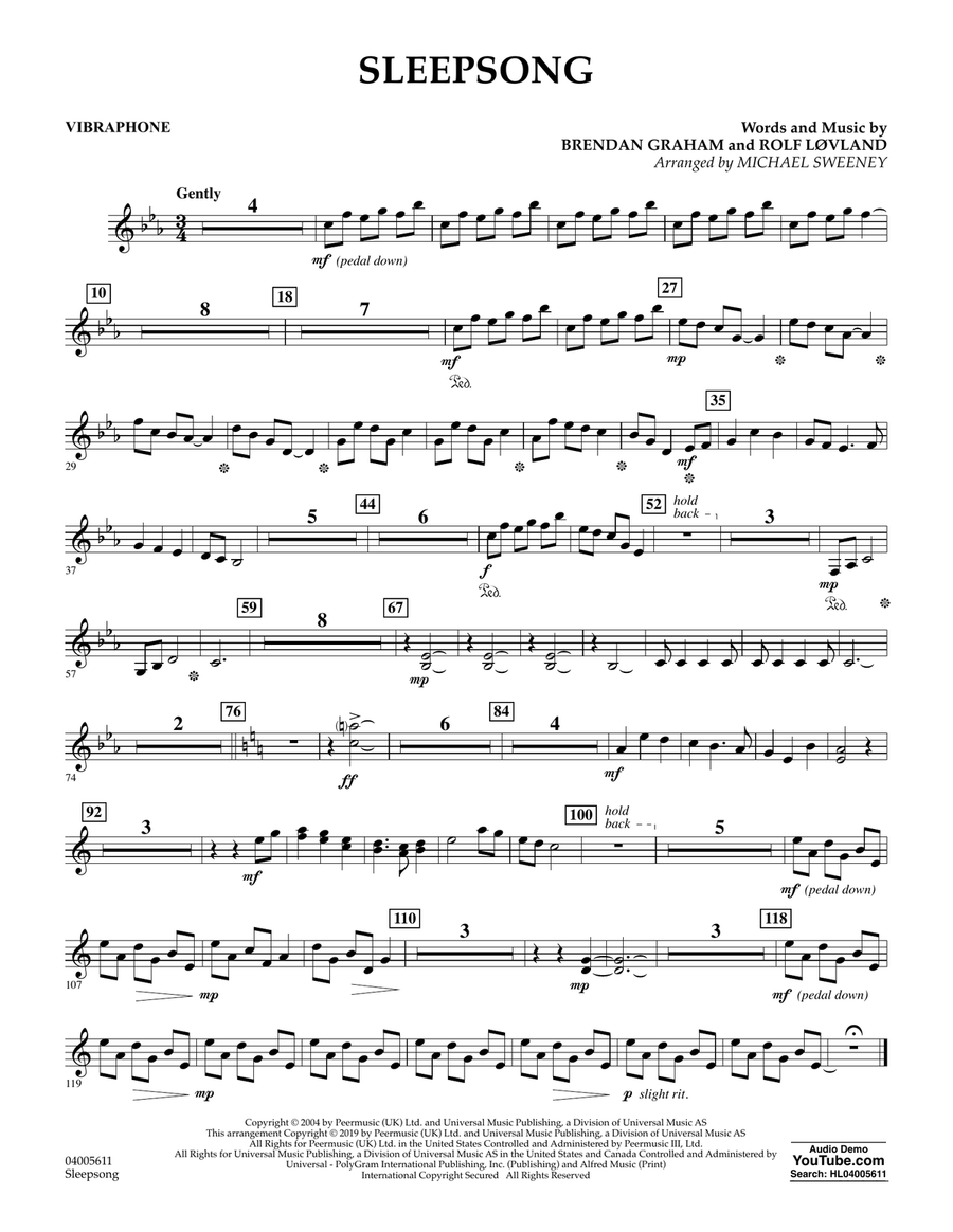 Sleepsong (arr. Michael Sweeney) - Vibraphone Concert Band scores gallery preview page 1