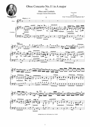 Brescianello - Oboe Concerto No.11 in A major Op.1 for Oboe and Cembalo or Piano