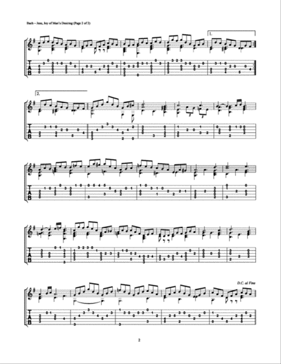 Jesu, Joy of Man's Desiring Acoustic Guitar scores gallery preview page 2