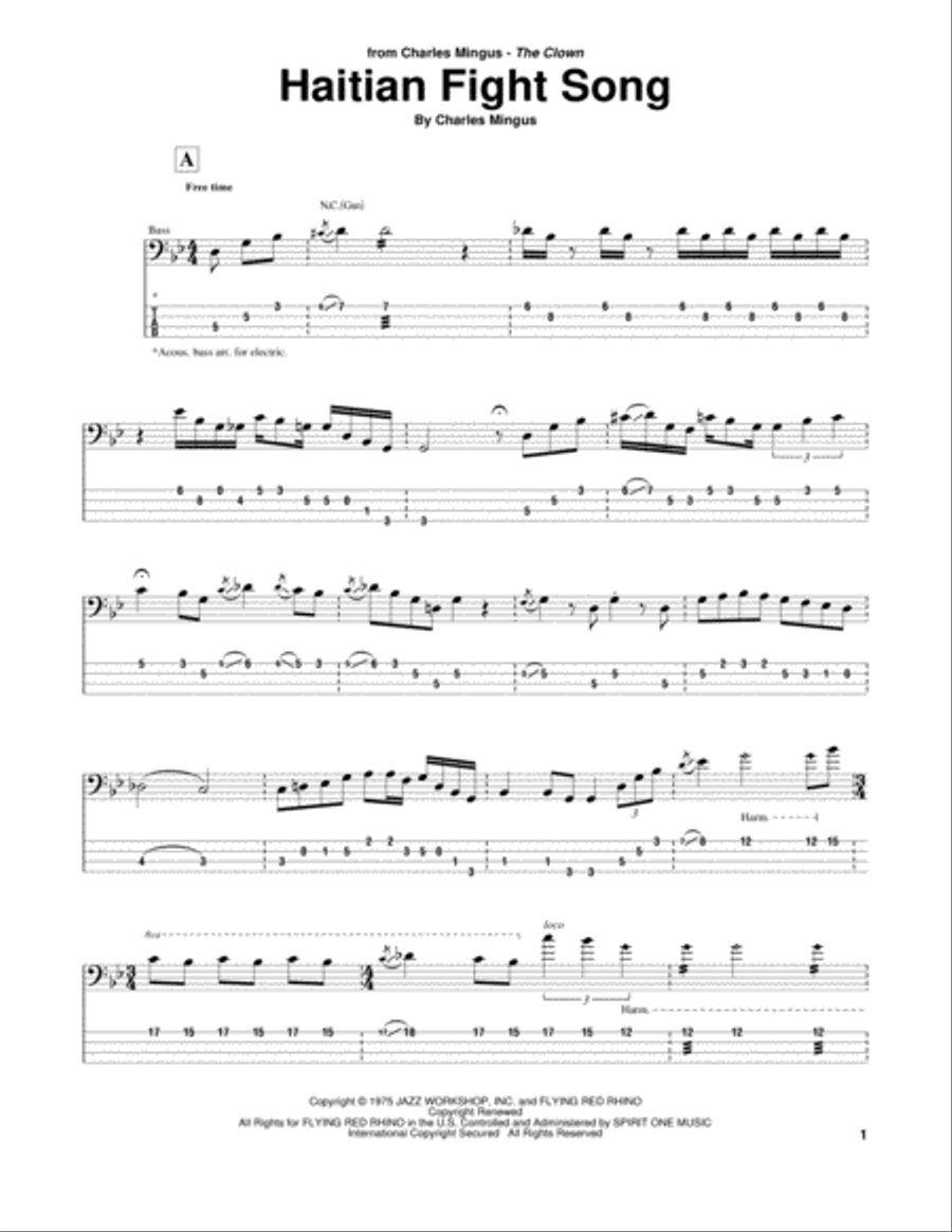 Haitian Fight Song Guitar Tablature scores gallery preview page 1