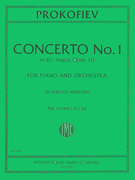 Concerto No. 1 in D flat major, Op. 10 for Piano & Orchestra by Sergei Prokofiev Piano Solo - Sheet Music