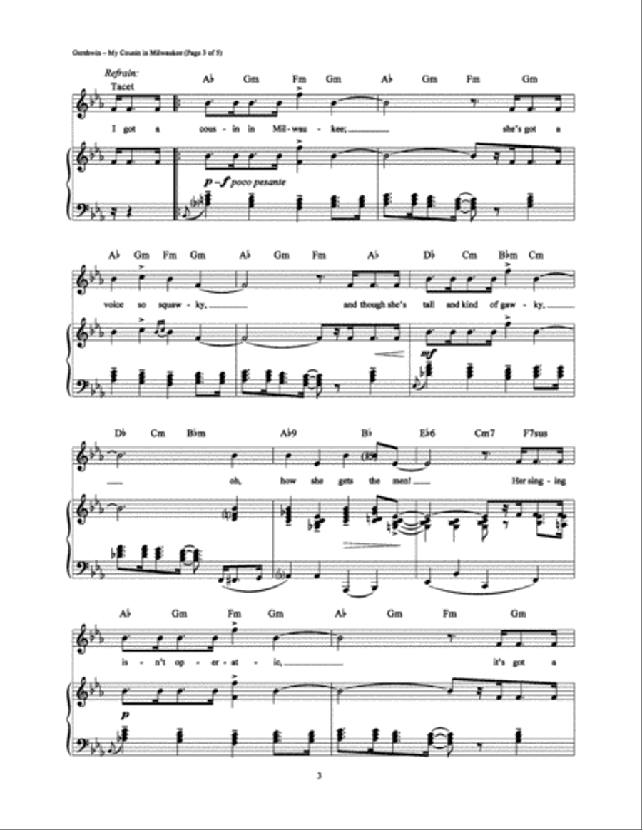 My Cousin in Milwaukee My Cousin in Milwaukee Piano, Vocal, Guitar scores gallery preview page 3