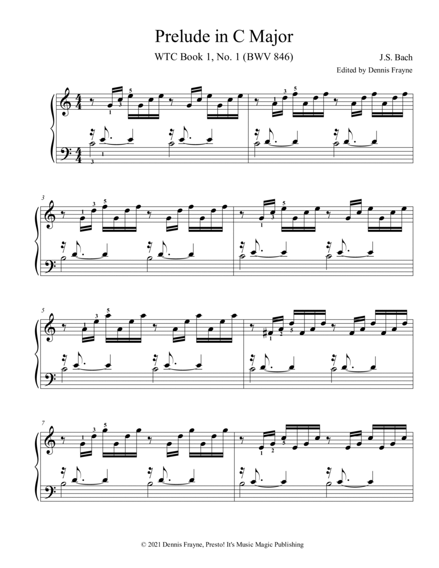 Prelude in C Major, WTC Book 1, No. 1 (BWV 846) Piano Solo scores gallery preview page 1