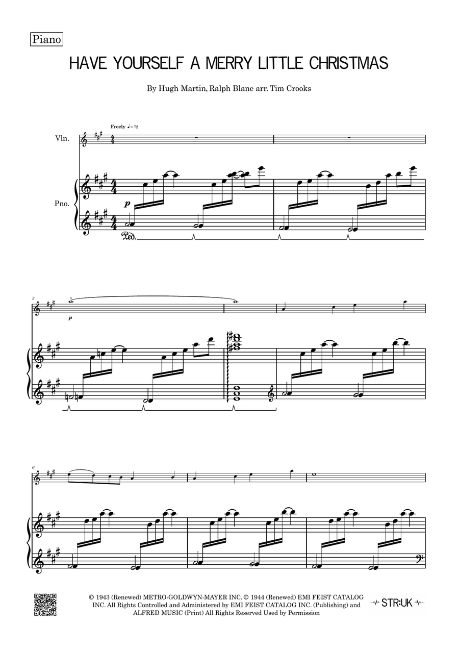 Have Yourself A Merry Little Christmas Violin Solo scores gallery preview page 2